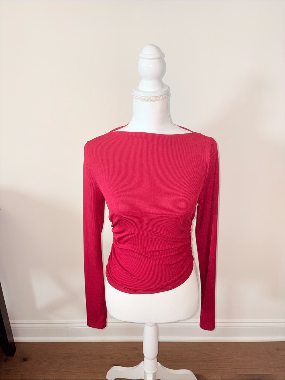 Cider Long Sleeve Boatneck Top in Raspberry Pink